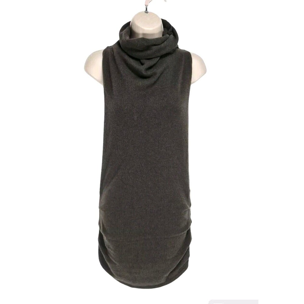 SEA BLEU Women Short Cowl Dress Sz S Olive Green 100% Cashmere Side Cut Out A6A